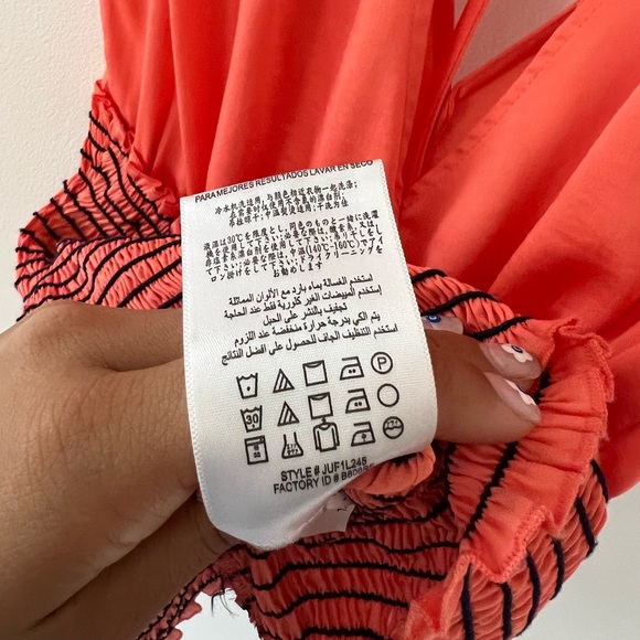 Orange polyester fancy top with ties size XS - Picture 3 of 5